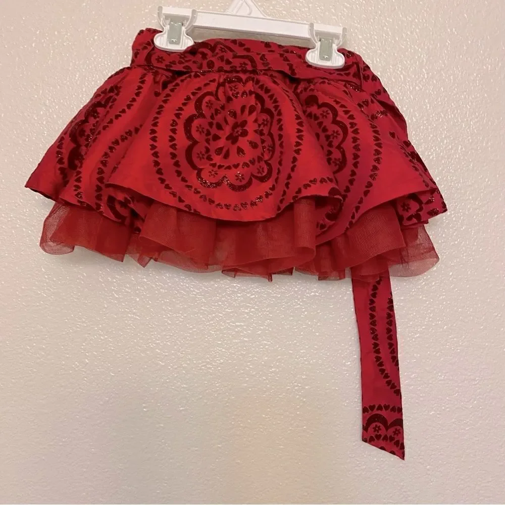 The Childrens Place burgundy velvet burnout red tulle skirt toddler baby 12mo